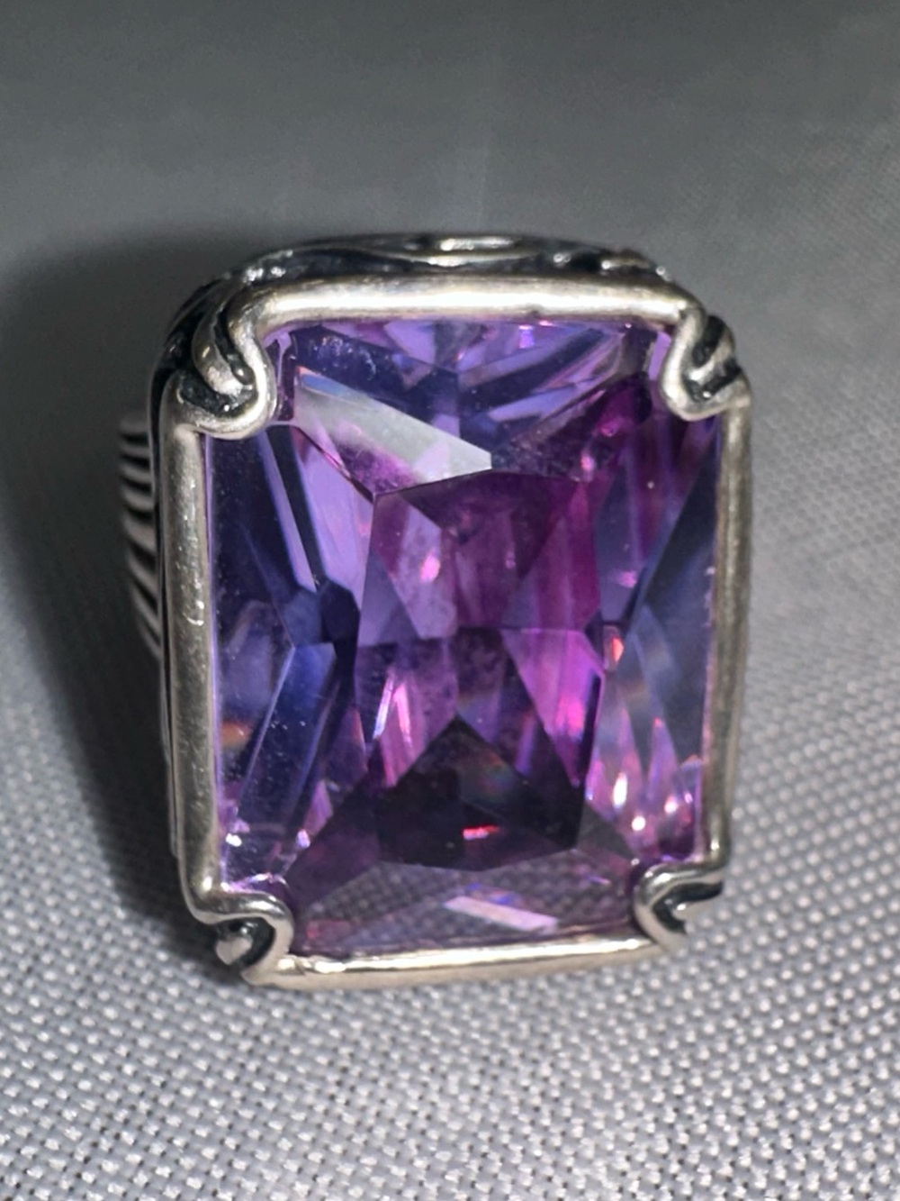 Silpada Retired 925 Sterling Silver Purple Statement Ring Size 9 Chunky Artisan
